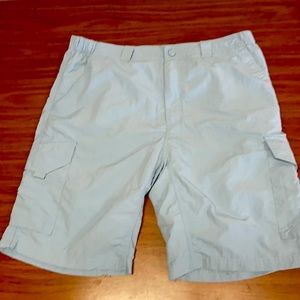 Never worn. Baby blue angler trunks